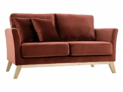 Miliboo Sofá 2 plazas nórdico desenfundable de terciopelo burdeos OSLO Rojo Best