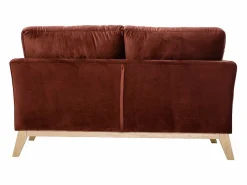 Miliboo Sofá 2 plazas nórdico desenfundable de terciopelo burdeos OSLO Rojo Best