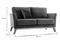 Miliboo Sofá 2 plazas nórdico desenfundable de terciopelo burdeos OSLO Rojo Best
