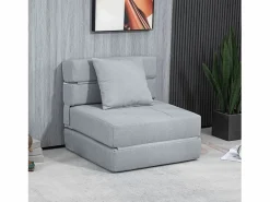 Sofá plegable 2 en 1, tejido de poliéster, (70 x 70 x 61 cm) Gris claro Outlet