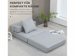 Sofá plegable 2 en 1, tejido de poliéster, (70 x 70 x 61 cm) Gris claro Outlet