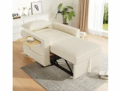 ModernLuxe Sofá plegable multifunción - con puertos de carga USB - con soporte para teléfono - Tejido de pana - Beige Outlet