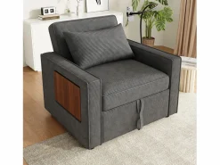 ModernLuxe Sillón Cama|Sofá plegable multifunción - con puertos de carga USB - con soporte para teléfono - Tejido de pana -