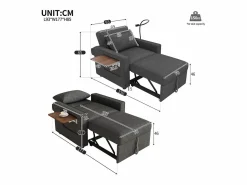 ModernLuxe Sillón Cama|Sofá plegable multifunción - con puertos de carga USB - con soporte para teléfono - Tejido de pana -