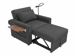 ModernLuxe Sillón Cama|Sofá plegable multifunción - con puertos de carga USB - con soporte para teléfono - Tejido de pana -