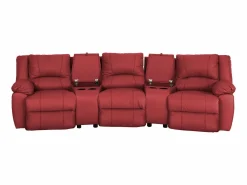 Sofá reclinable AROMA de 3 y 2 plazas en piel de vacuno roja^Vente-unique