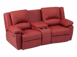 Sofá reclinable AROMA de 3 y 2 plazas en piel de vacuno roja^Vente-unique