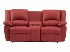 Sofá reclinable AROMA de 3 y 2 plazas en piel de vacuno roja^Vente-unique