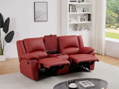 Vente-unique Sofá reclinable de 2 plazas AROMA en piel de vacuno roja Rojo Outlet