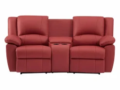 Vente-unique Sofá reclinable de 2 plazas AROMA en piel de vacuno roja Rojo Outlet