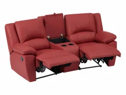 Vente-unique Sofá reclinable de 2 plazas AROMA en piel de vacuno roja Rojo Outlet