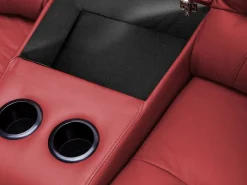 Vente-unique Sofá reclinable de 2 plazas AROMA en piel de vacuno roja Rojo Outlet