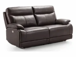 Les Tendances Sofá reclinable eléctrico de cuero Ducka-Marrón claro-Sistema Eléctrico-2 plazas Marru00f3n Online