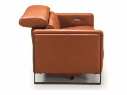 Les Tendances Sofá reclinable eléctrico de cuero Kinston-Marrón avellana-Sillón reclinable eléctrico de 3 plazas Marru00f3n Hot
