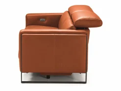 Les Tendances Sofá reclinable eléctrico de cuero Kinston-Marrón avellana-Sillón reclinable eléctrico de 3 plazas Marru00f3n Hot
