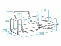 Les Tendances Sofá reclinable eléctrico de cuero Kinston-Marrón avellana-Sillón reclinable eléctrico de 3 plazas Marru00f3n Hot