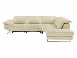 Vente-unique Sofá reclinable eléctrico de esquina derecha PUNO II en piel de vacuno Beige Outlet