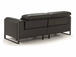 Sofá reclinable eléctrico de cuero Kinston-Gris oscuro-2 asientos fijos^Les Tendances