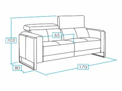 Sofá reclinable eléctrico de cuero Kinston-Gris oscuro-2 asientos fijos^Les Tendances