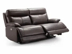 Les Tendances Sofá Relax|Sofá reclinable eléctrico de cuero Ducka-Marrón claro-Sistema Fijo - sin relajante-2 plazas