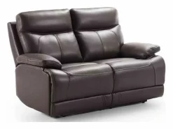 Sofá reclinable eléctrico de cuero Ducka-Marrón-Sistema Eléctrico-2 plazas^Les Tendances Clearance