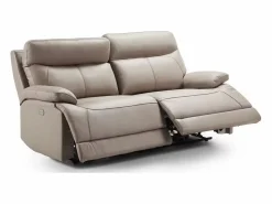 Sofá reclinable eléctrico de cuero Ducka-Marrón-Sistema Eléctrico-2 plazas^Les Tendances Clearance