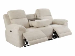 Vente-unique Sofá Relax|Sofá reclinable eléctrico de 3 plazas con mesa de tela de color KELUNO