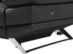 Vente-unique Sofá reclinable eléctrico de esquina izquierda PUNO II en piel de vacuno negra Negro Online