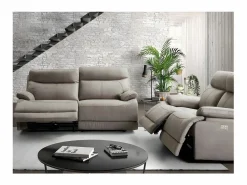 Sofá reclinable eléctrico de microfibra Ducka-Color ribete verde crudo-Sistema Fijo - sin relajante-Número de plazas 2 plazas^Les Tendances Best