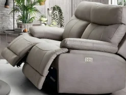 Sofá reclinable eléctrico de microfibra Ducka-Color ribete verde crudo-Sistema Fijo - sin relajante-Número de plazas 2 plazas^Les Tendances Best