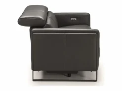 Les Tendances Sofá reclinable eléctrico de cuero Kinston-Gris oscuro-Sillón reclinable eléctrico de 3 plazas Gris antracita Hot
