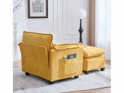 Sofá recto - Sofá con bolsillos laterales y reposapiés con espacio de almacenamiento - para sala de estar y dormitorio Amarillo Clearance