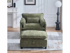 Sofá recto - Sofá con bolsillos laterales y reposapiés con espacio de almacenamiento - para sala de estar y dormitorio Verde Best