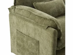 Sofá recto - Sofá con bolsillos laterales y reposapiés con espacio de almacenamiento - para sala de estar y dormitorio Verde Best
