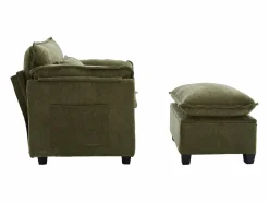 Sofá recto - Sofá con bolsillos laterales y reposapiés con espacio de almacenamiento - para sala de estar y dormitorio Verde Best