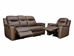 Vente-unique Sofá relax 3+1 plazas de piel color marrón EVASION Marru00f3n Hot
