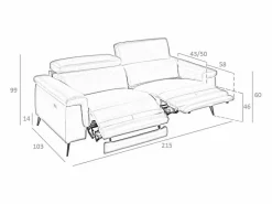 Angel Cerda Sofá relax 3 plazas piel visón 6105 Beige Online