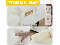 Sillón Escandinavo|Sofá Relax de 1 Plaza en Felpa - Respaldo Envolvente - Asiento Extra Profundo 100cm - Estructura 250kg - Ideal para Salón, Oficina y Balcón - Pies de Madera Maciza