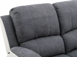 Vente-unique Sofá Relax|Sofá relax de 2 plazas de microfibra y piel sintética gris y blanco BRODY