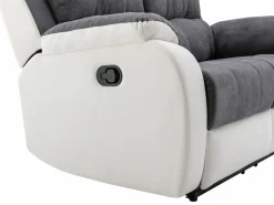 Vente-unique Sofá Relax|Sofá relax de 2 plazas de microfibra y piel sintética gris y blanco BRODY