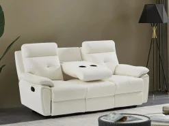 Vente-unique Sofá Relax|Sofá relax de 3 plazas de piel estilo contemporáneo VINETA