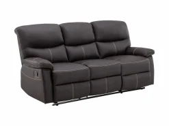 Sofá relax de 3+1 plazas de piel sintética marrón pespuntes beige CANBY^Vente-unique Outlet