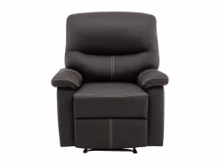 Sofá relax de 3+1 plazas de piel sintética marrón pespuntes beige CANBY^Vente-unique Outlet