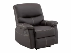 Sofá relax de 3+1 plazas de piel sintética marrón pespuntes beige CANBY^Vente-unique Outlet