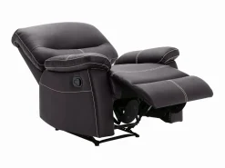 Sofá relax de 3+1 plazas de piel sintética marrón pespuntes beige CANBY^Vente-unique Outlet