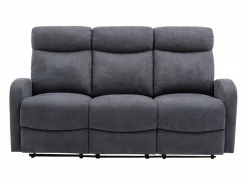 Vente-unique Sofá relax de 3 plazas de tela estilo contemporáneo EVELYN Gris Clearance