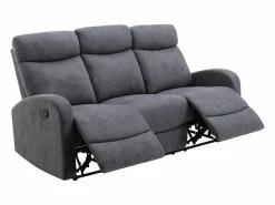 Vente-unique Sofá relax de 3 plazas de tela estilo contemporáneo EVELYN Gris Clearance