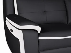 Vente-unique Conjunto Sofás|Sofá relax eléctrico 3+2 piel negro/blanco ANGELIQUE