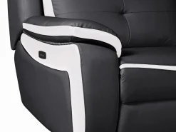 Vente-unique Sofá Relax|Sofá relax eléctrico 3 plazas piel negro/blanco ANGELIQUE