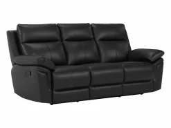 Vente-unique Sofá relax mecánico 3 plazas piel búfalo PAKITA Negro Discount